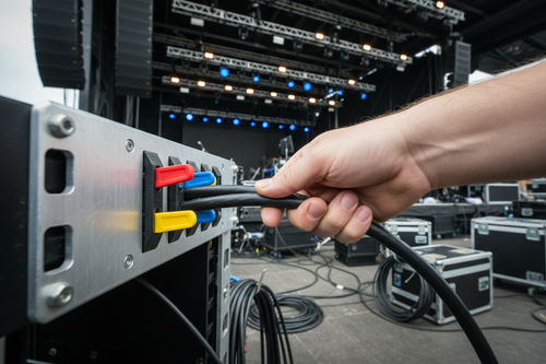 Technician pulling cable from organizer with one hand, sharp focus on tool-free release mechanism